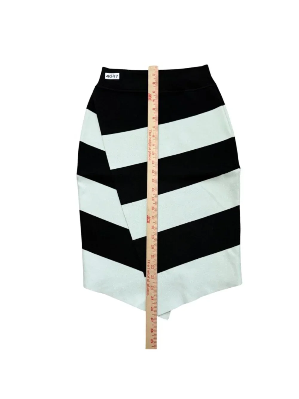 A.L.C. Skirt Black White Chevron Colorbock Stripe Knit Asymmetrical